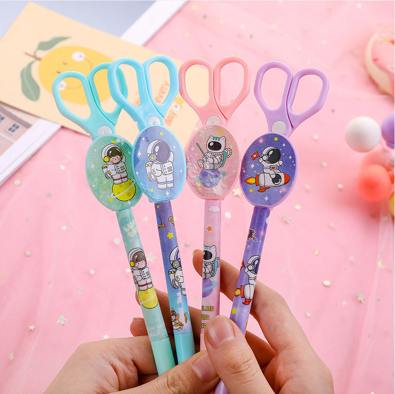 Wholesale Plastic Spaceman Scissors Gel Pen